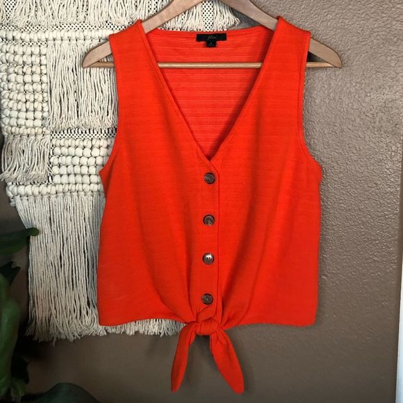 J. Crew Orange Front Knot Tank Top